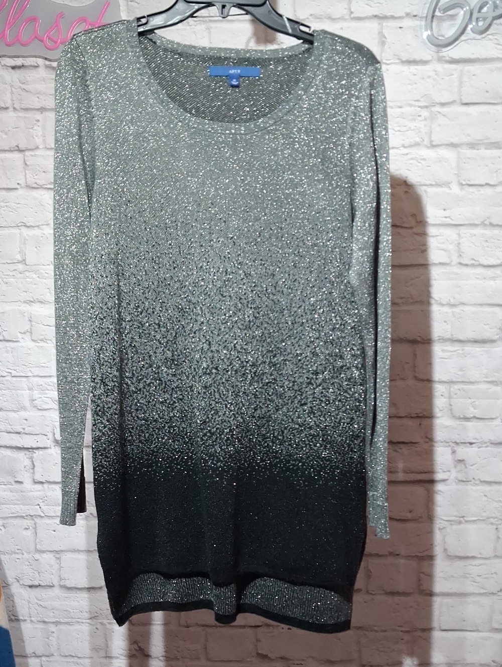 Apt. 9 Silver to Black Ombre Metallic Crewneck Sweater